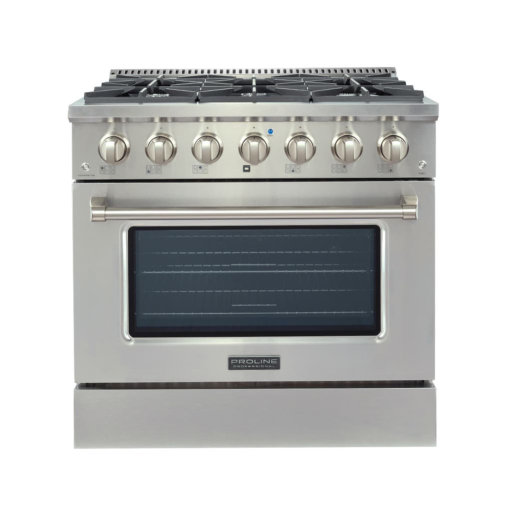 Proline 36 " High-Performance 20,000BTU 6-Burner Dual Fuel Range with spacious Convection Oven - Stainless Steel Elegance & Efficiency