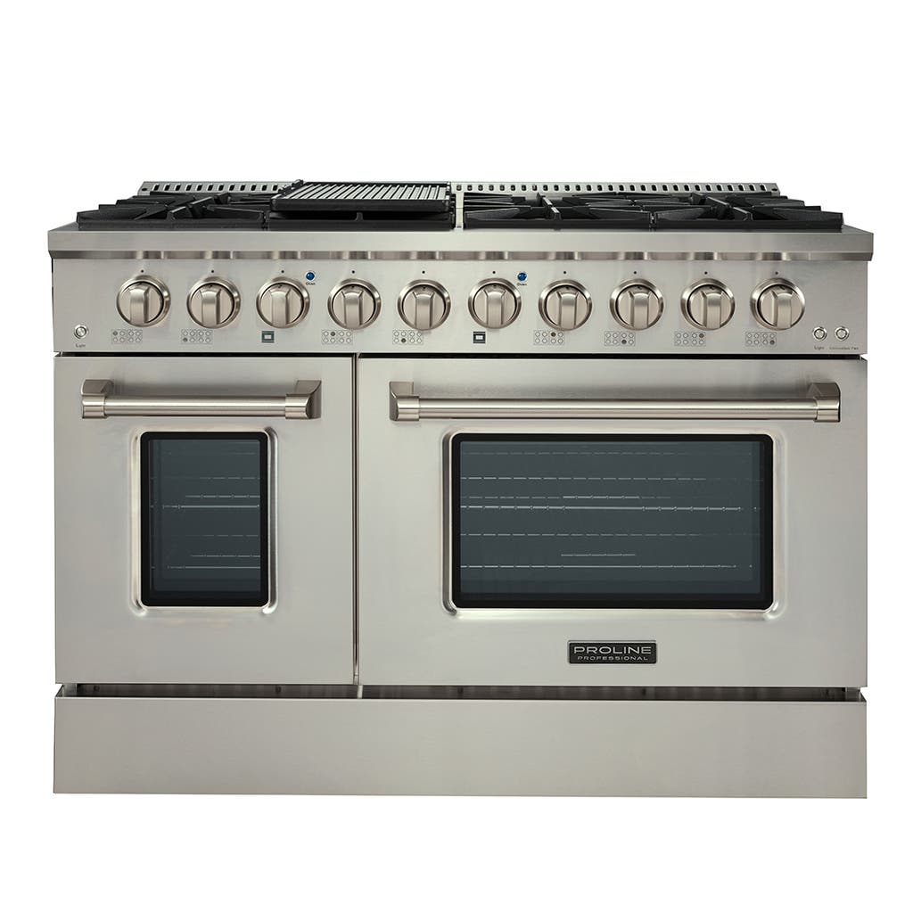 Proline 48" High-End 20,000 BTU's 8-Burner Dual Fuel Range with two extended space ovens - The Pinnacle of Home Cooking